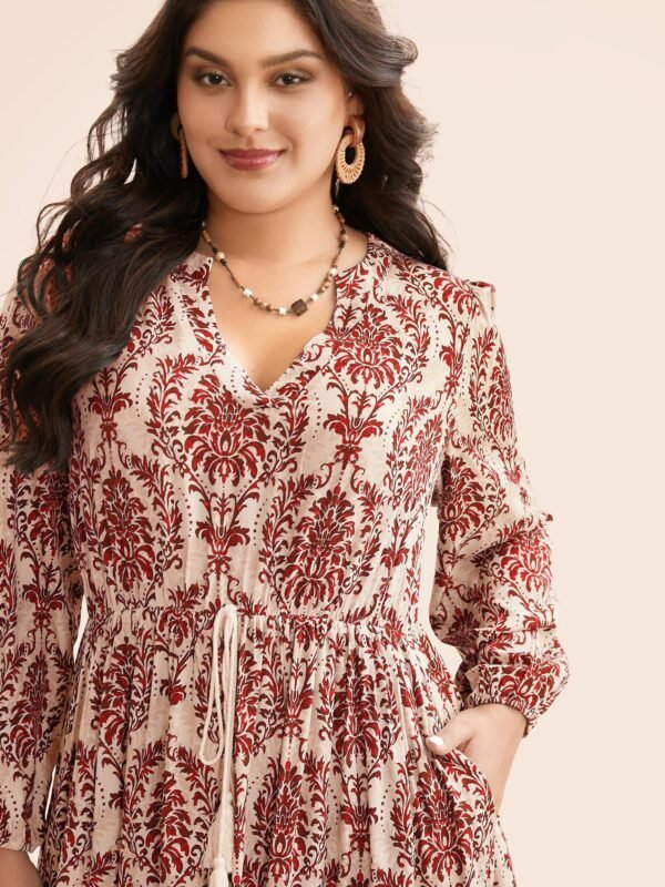 Boho Print Notched Tie Knot Maxi Dress - Image 18