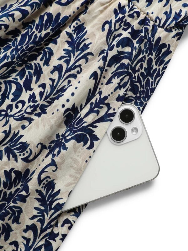 Boho Print Tie Knot Puff Sleeve Dress - Image 6
