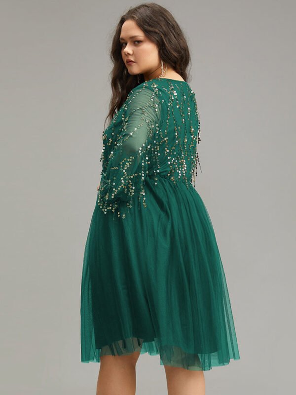 Sequin Mesh Patchwork Tassel Dress - Image 13