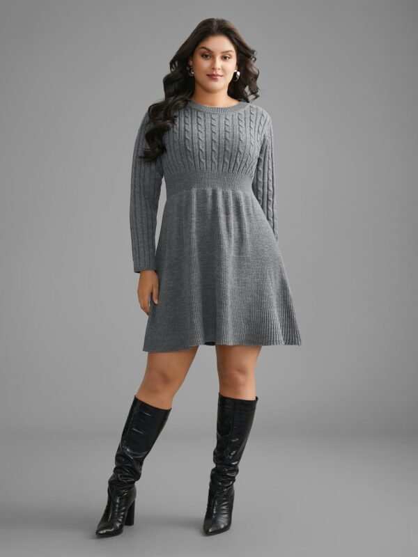 Cable Knit Fit-and-Flare Midi Sweater Dress - Image 50
