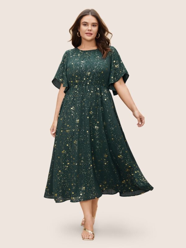 Glitter Star Split Sleeve Midi Dress - Image 11