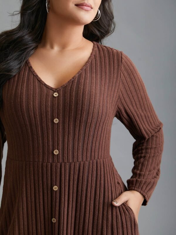 Stretchy Waist Defining Knit Midi Dress - Image 2