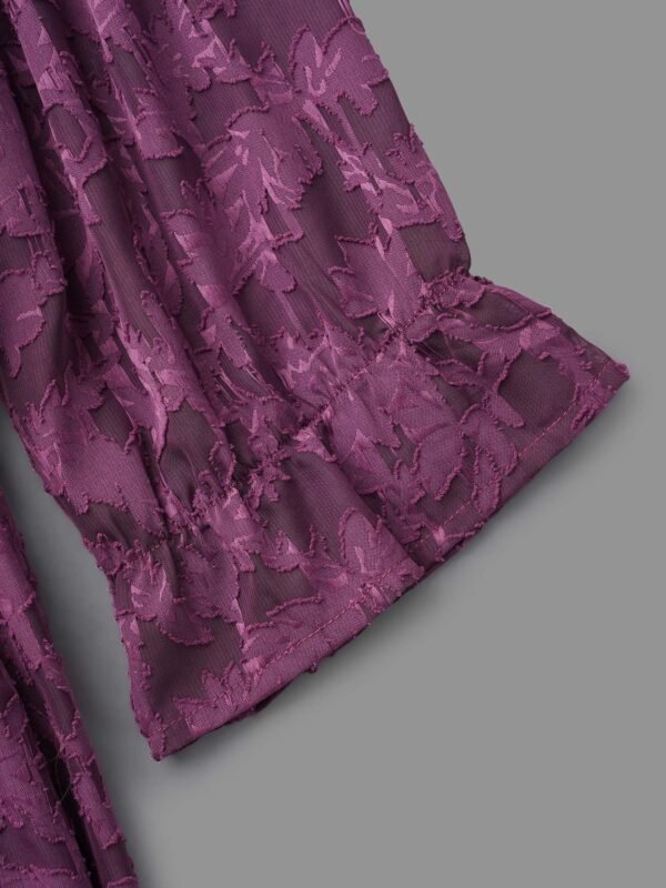 V Neck Burn-out Fabric Midi Dress - Image 6