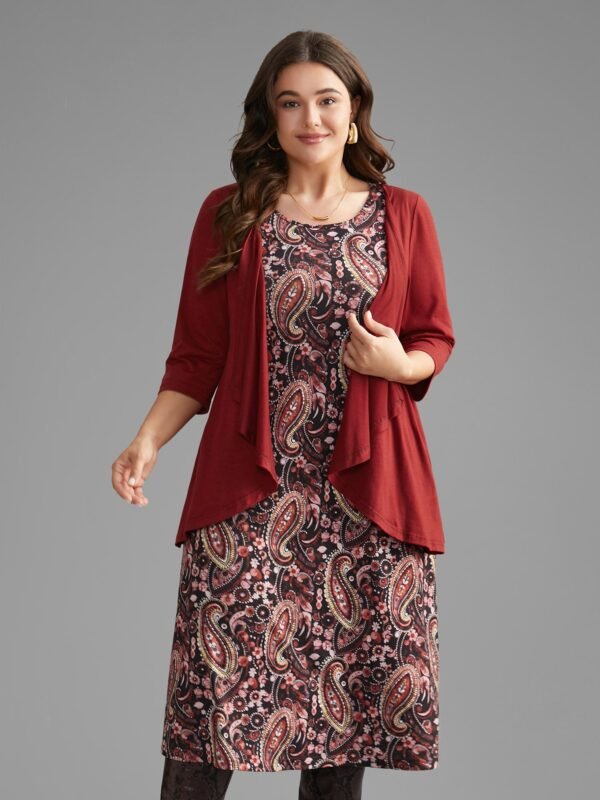 Two Piece Set Bandana Print Knit Dress - Image 6