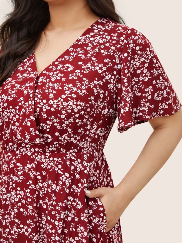 Bloom Dress - Flutter Sleeve Ditsy Floral Pocket Split Maxi Dress - Image 63