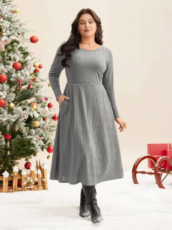 Textured Knit Fit-And-Flare Midi Dress - Image 26