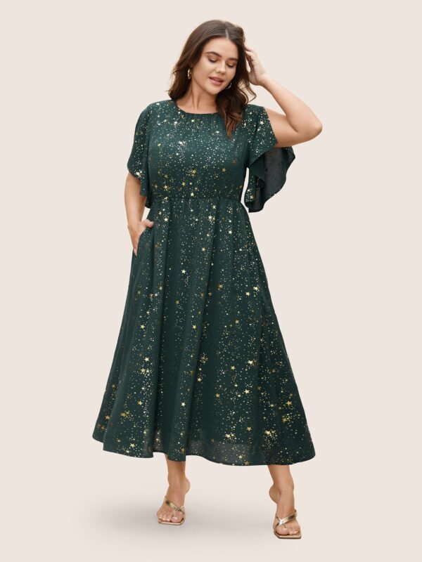 Glitter Star Split Sleeve Midi Dress - Image 12