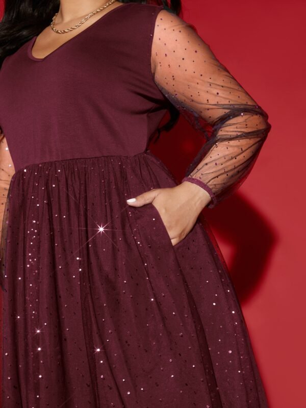 Sheer Mesh Shimmering Sequins Maxi Dress - Image 7
