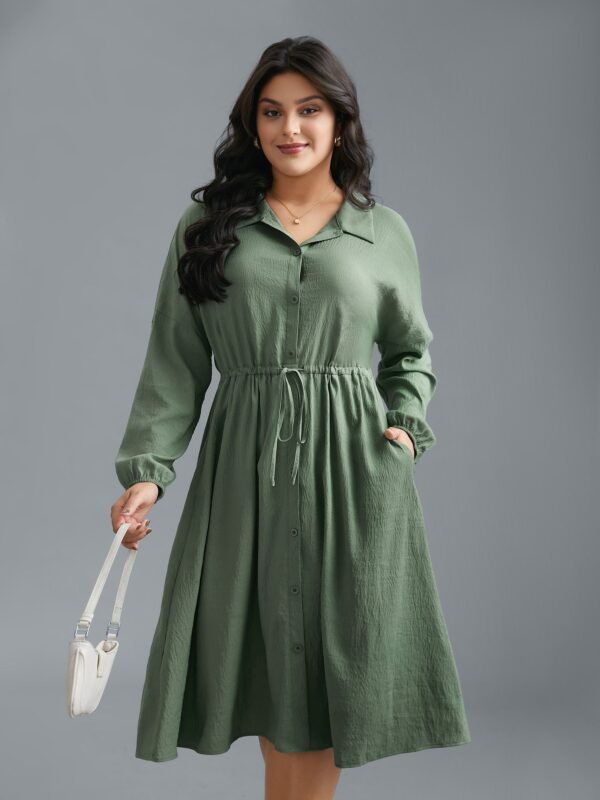 Shirt Collar Tie-Waist Drop Dress - Image 2