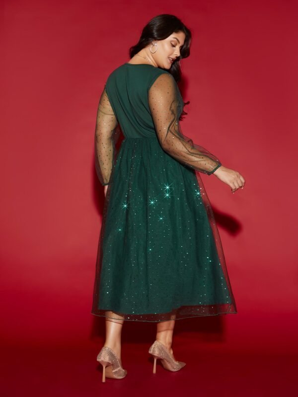 Sheer Mesh Shimmering Sequins Maxi Dress - Image 5
