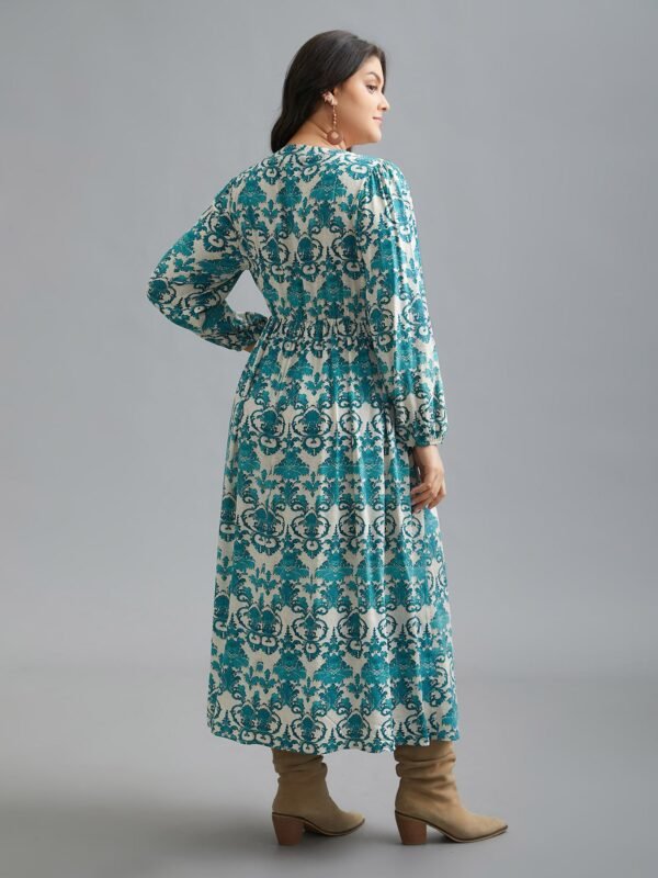 Boho Print Notched Tie Knot Maxi Dress - Image 9