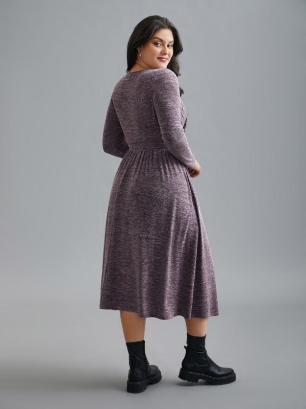 Heart Neckline Button Detailing Crossover Fit Dress - Image 4