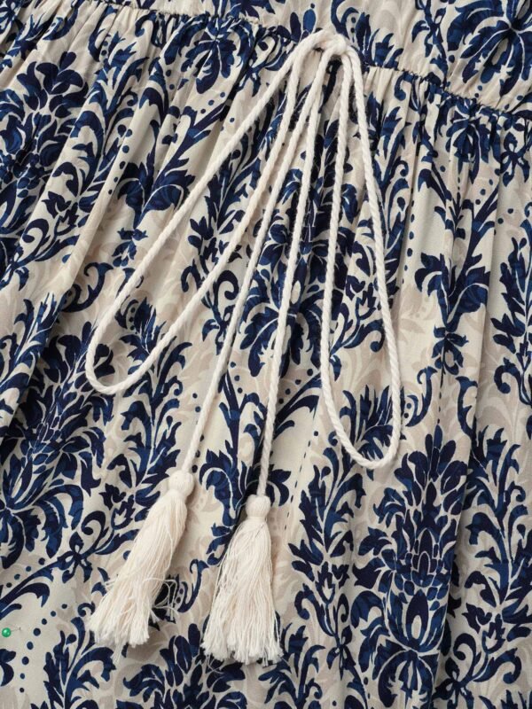 Boho Print Notched Tie Knot Maxi Dress - Image 5