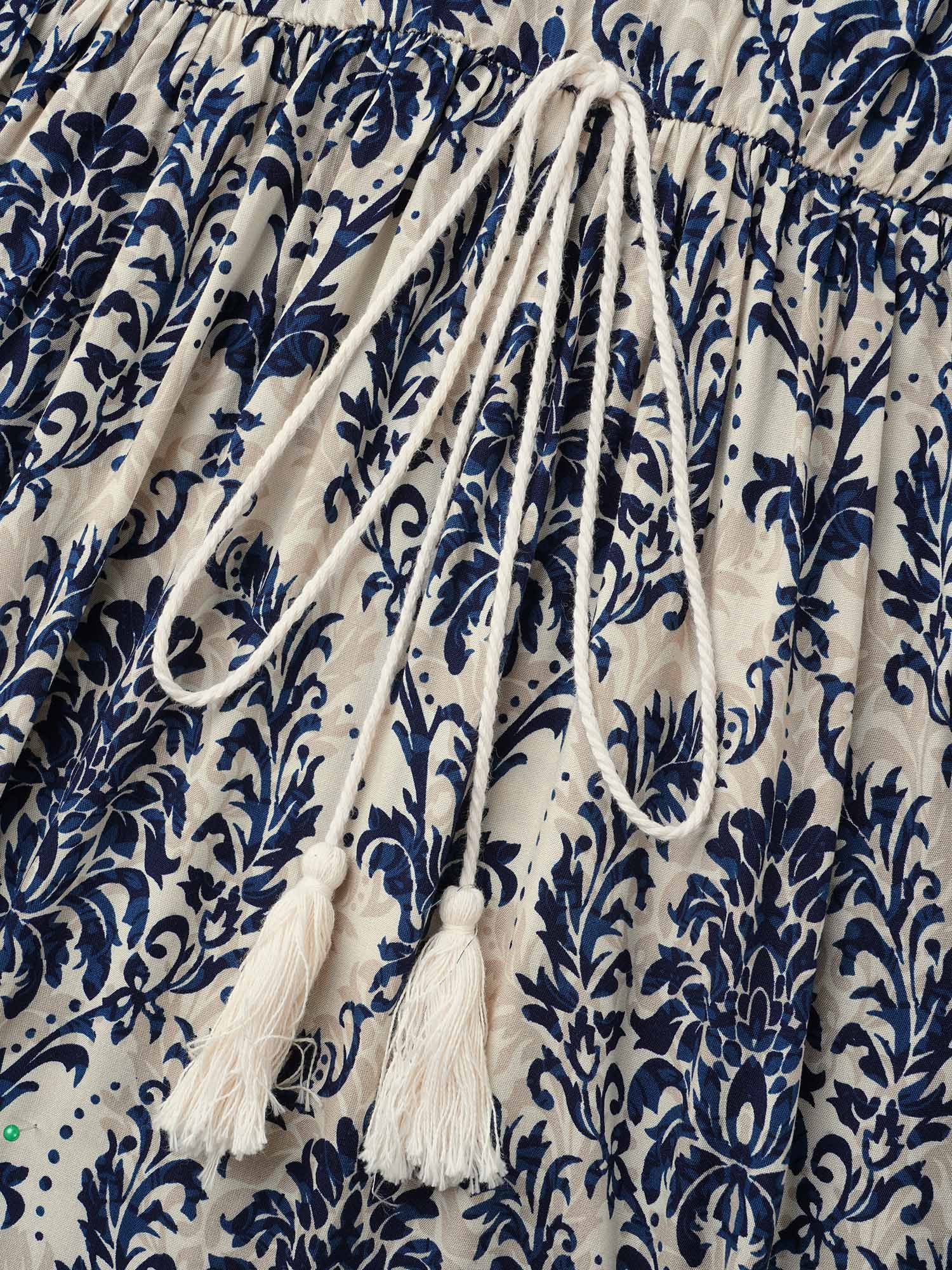Boho Print Notched Tie Knot Maxi Dress - Image 5