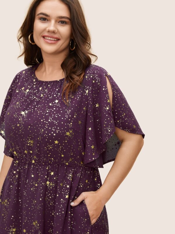 Glitter Star Split Sleeve Midi Dress - Image 17