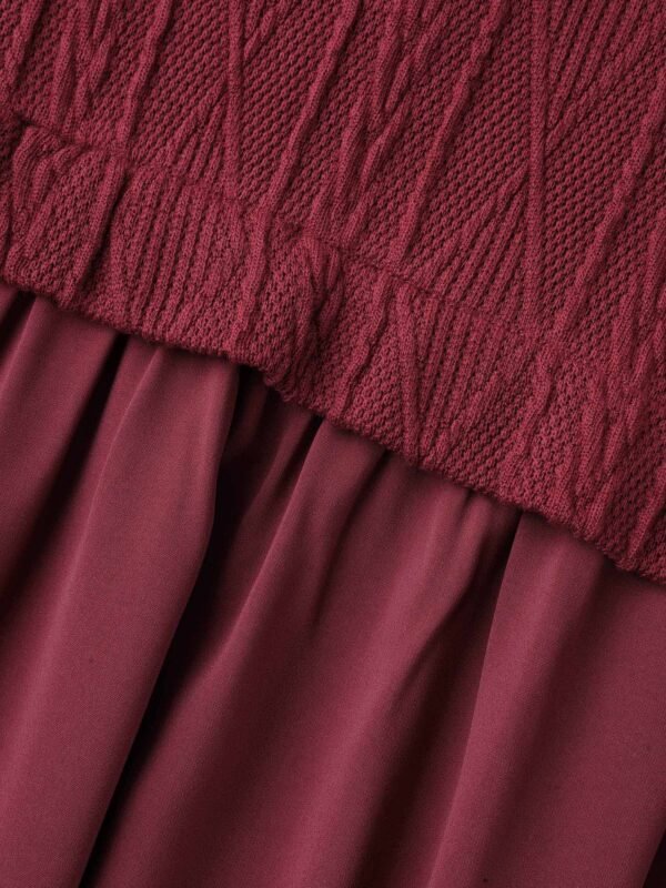 Solid Cable Knit Lantern Sleeve Dress - Image 6
