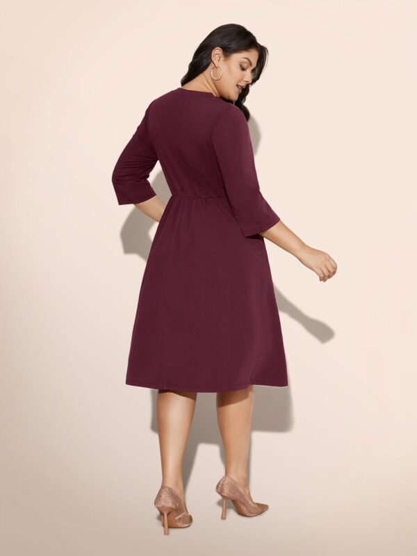 Heart Neckline Patchwork Sequin Button Detail Dress - Image 40