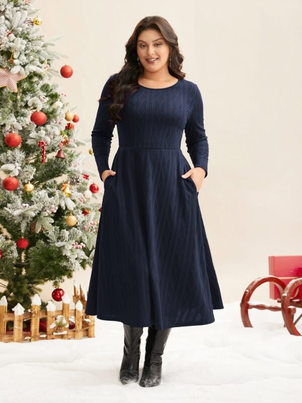 Textured Knit Fit-And-Flare Midi Dress - Image 12