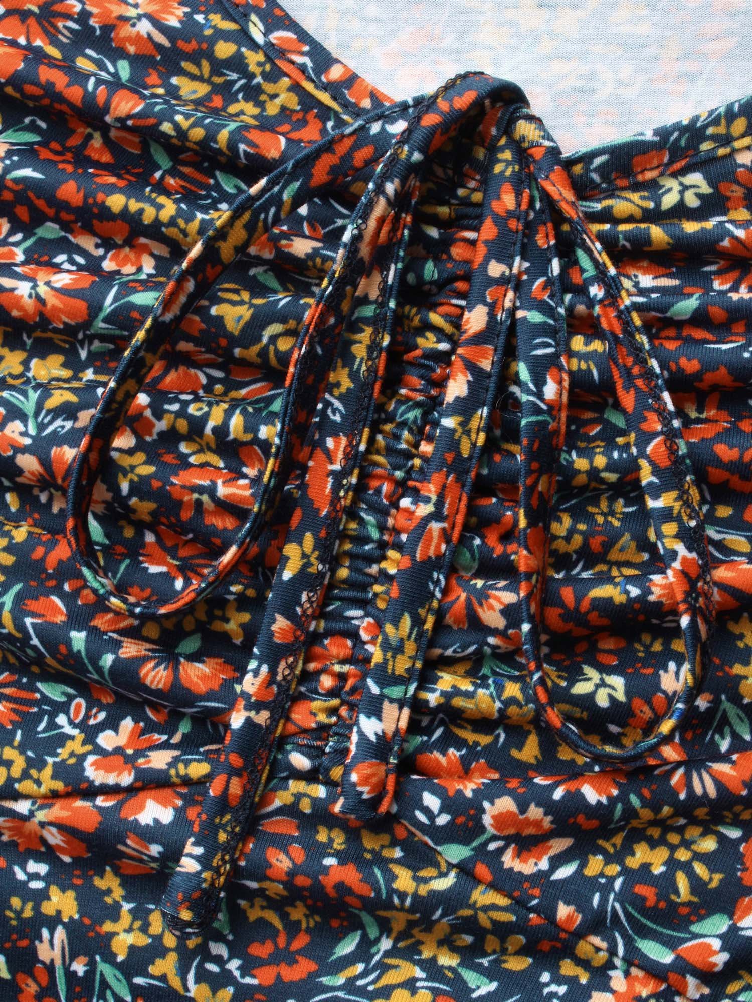 Ditsy Floral Drawstring Midi Dress - Image 6
