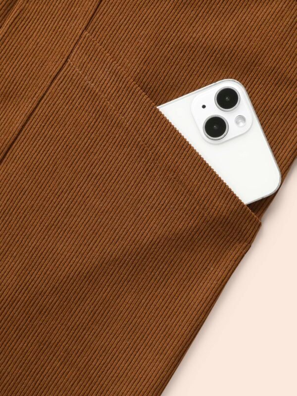 Solid Corduroy Pleated Overall Dress - Image 11