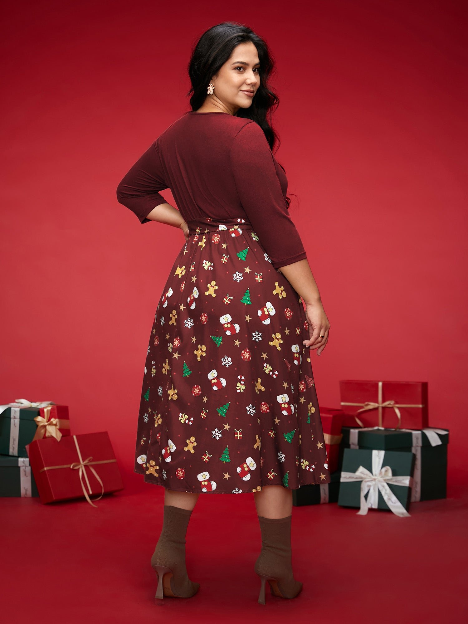 Holiday Everything Printed Skirt Fit-and-Flare Midi Dress - Image 9