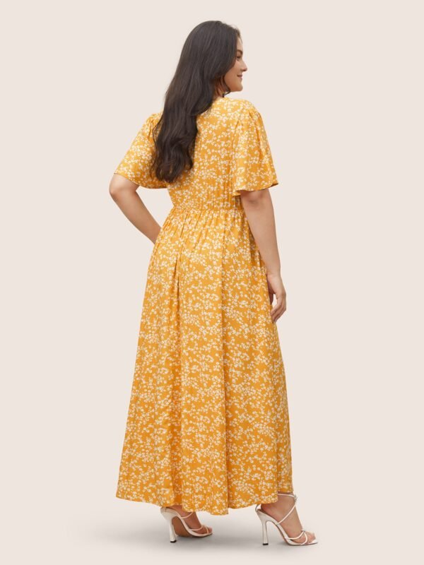 Bloom Dress - Flutter Sleeve Ditsy Floral Pocket Split Maxi Dress - Image 31