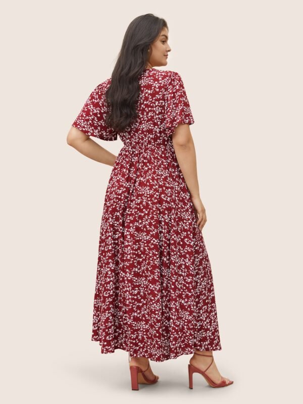 Bloom Dress - Flutter Sleeve Ditsy Floral Pocket Split Maxi Dress - Image 62