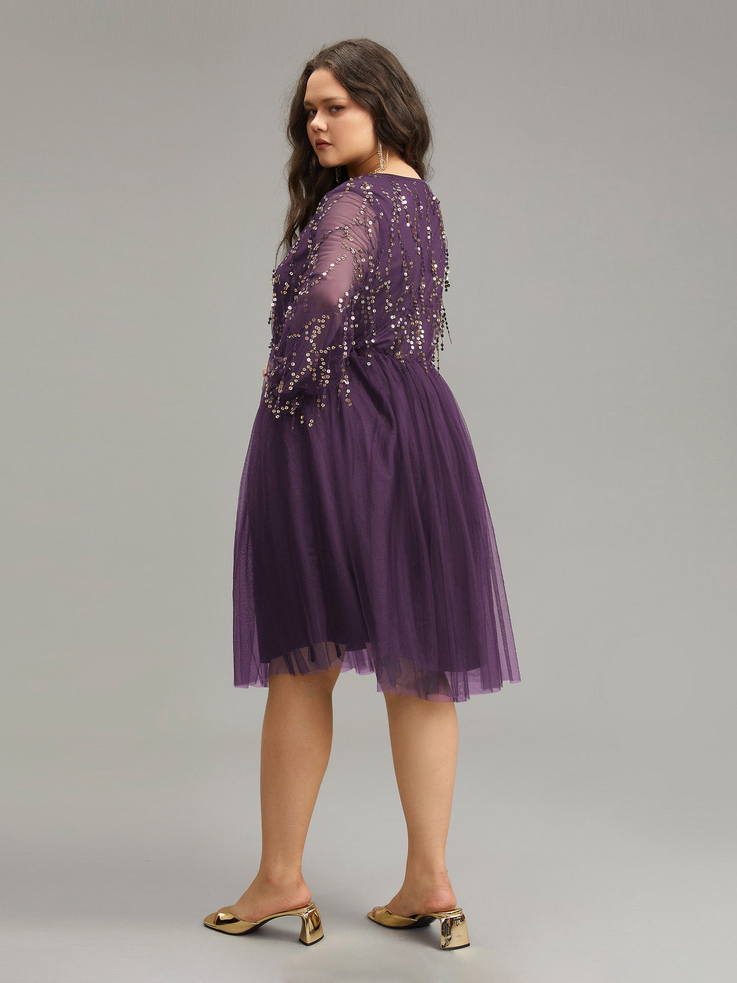 Sequin Mesh Patchwork Tassel Dress - Image 19