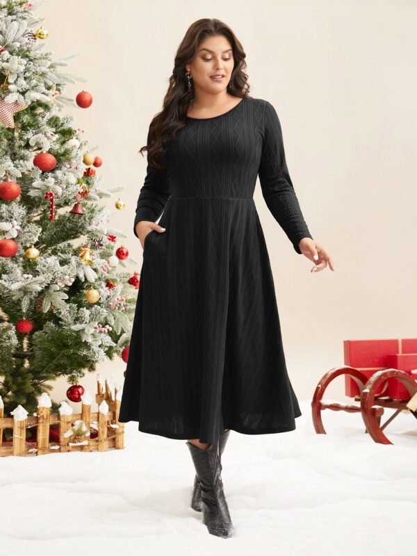 Textured Knit Fit-And-Flare Midi Dress - Image 17