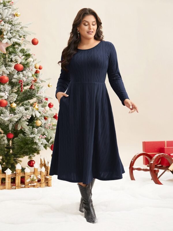 Textured Knit Fit-And-Flare Midi Dress - Image 13