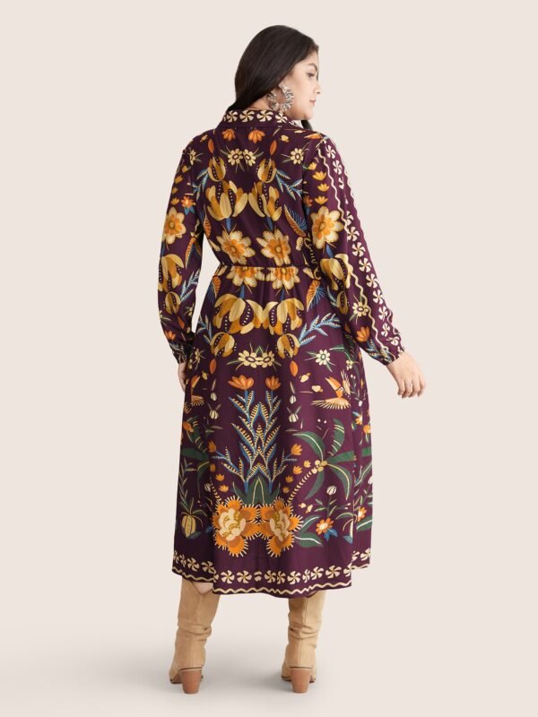 Bandana Print Pocket Lapel Collar Elastic Cuffs Dress - Image 8