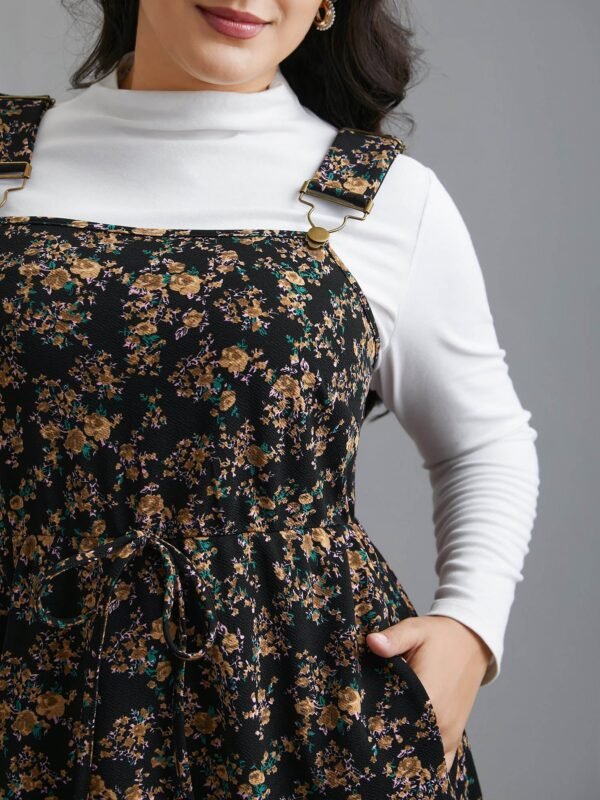 Ditsy Floral Adjustable Straps Drawstring Dress - Image 2