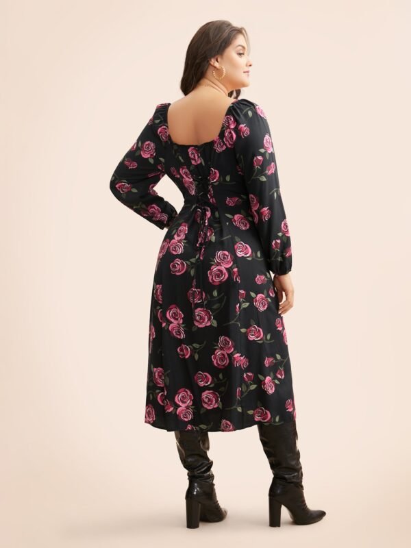 Floral Heart Neckline Cross Straps Dress - Image 5