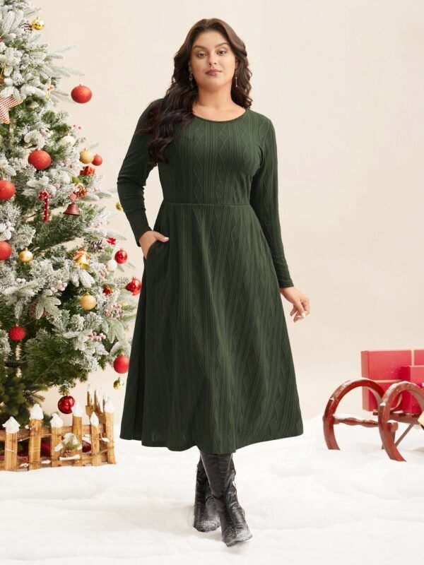 Textured Knit Fit-And-Flare Midi Dress - Image 10