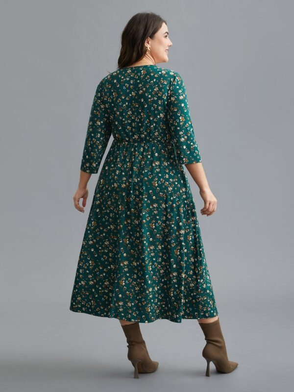 Ditsy Floral Chest Drawstring Midi Dress - Image 4