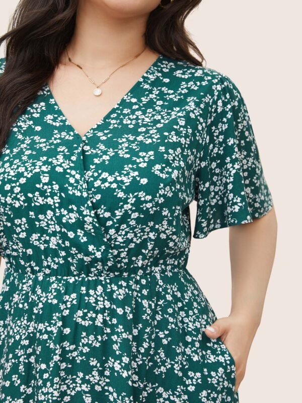 Bloom Dress - Flutter Sleeve Ditsy Floral Pocket Split Maxi Dress - Image 39