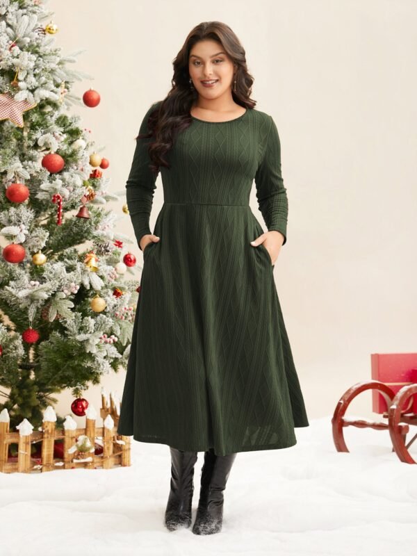 Textured Knit Fit-And-Flare Midi Dress - Image 8