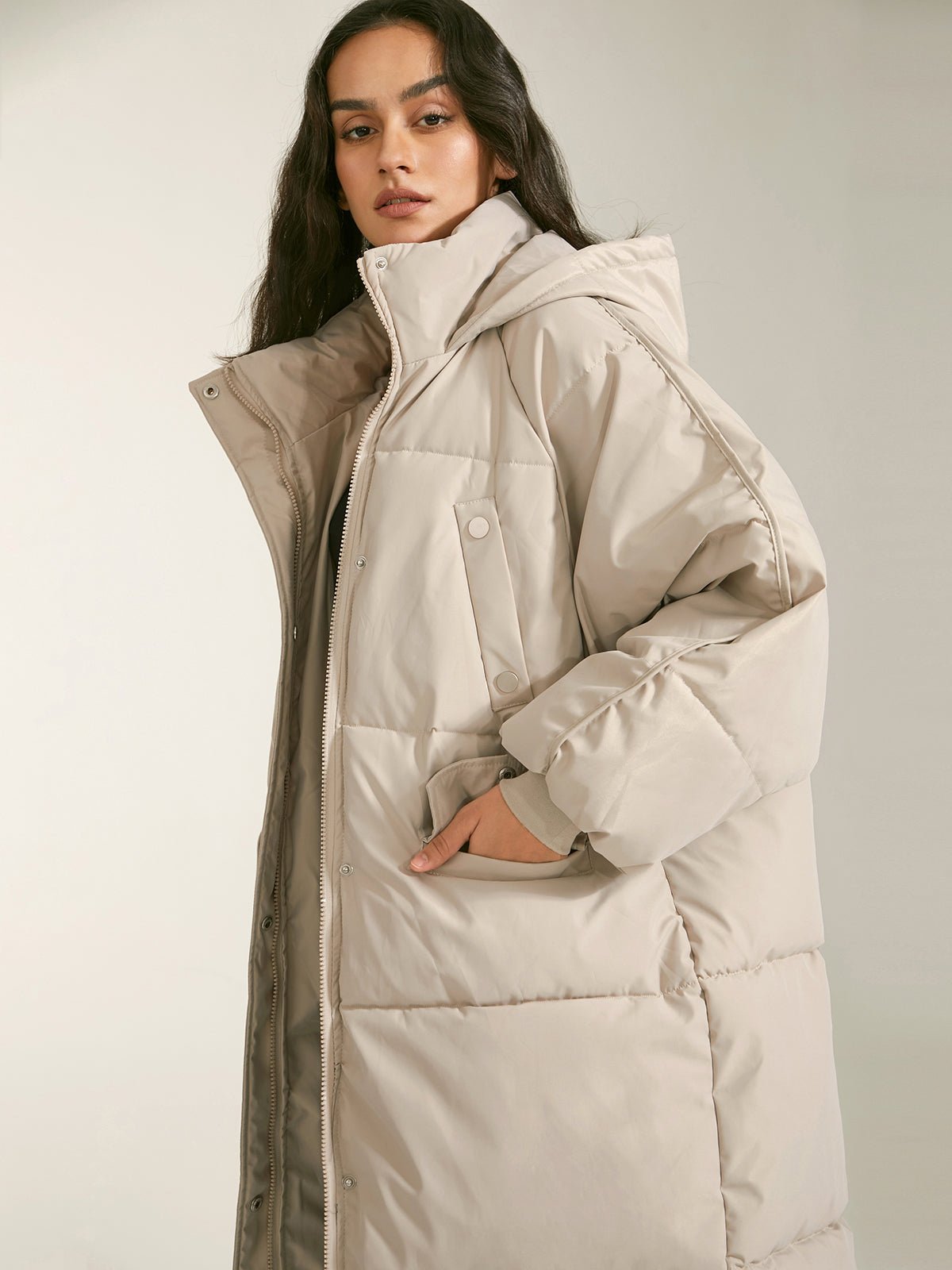 Long Hooded Puffer Parka Coat - Image 2