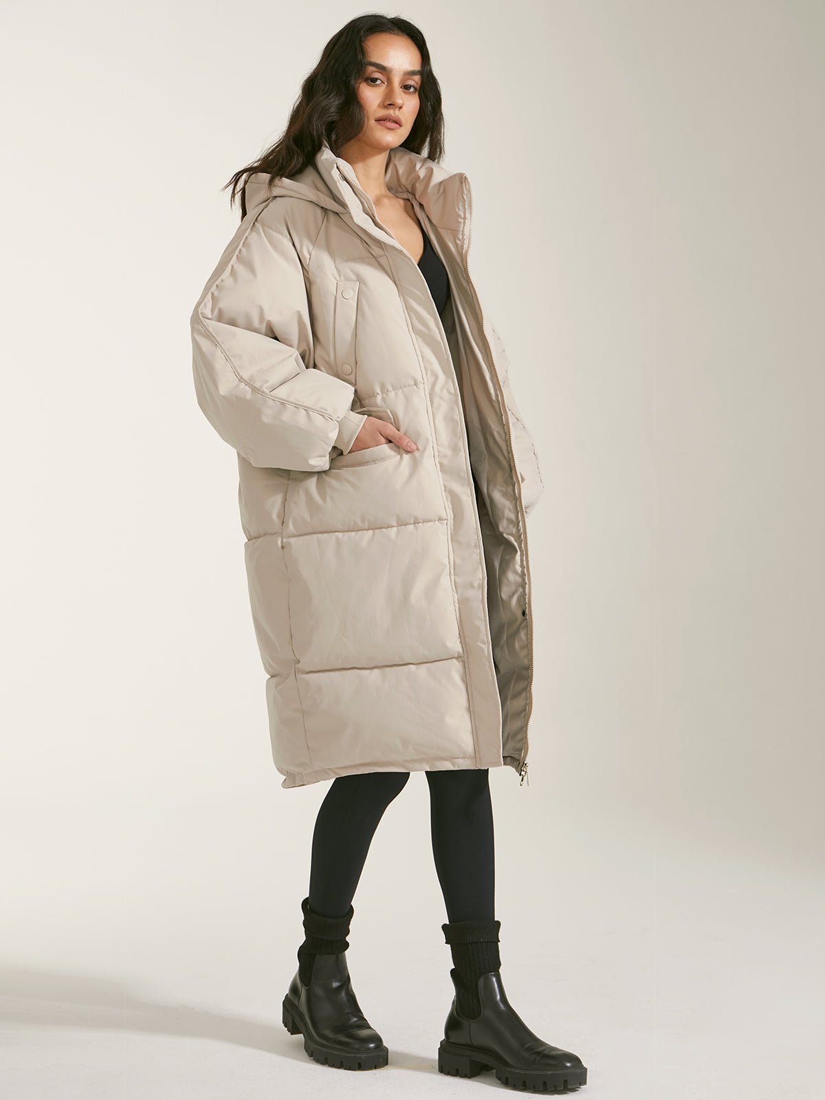 Long Hooded Puffer Parka Coat - Image 3