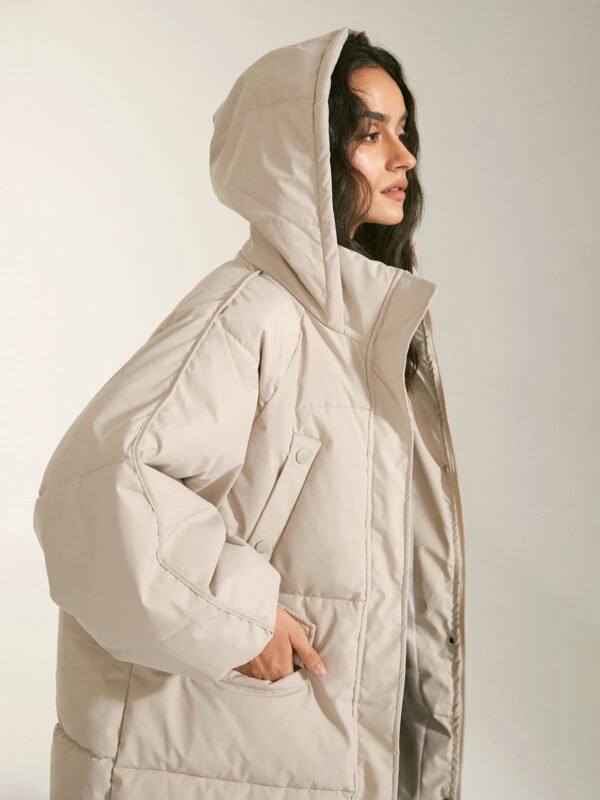 Long Hooded Puffer Parka Coat - Image 4