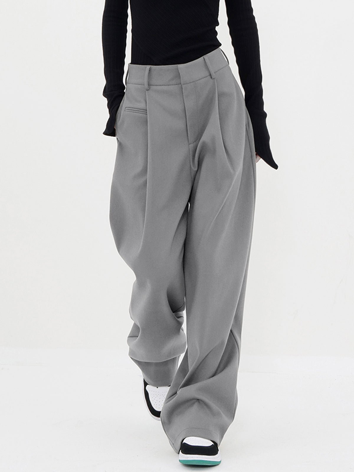 Basic Baggy Wide Leg Dress Pants - Image 8