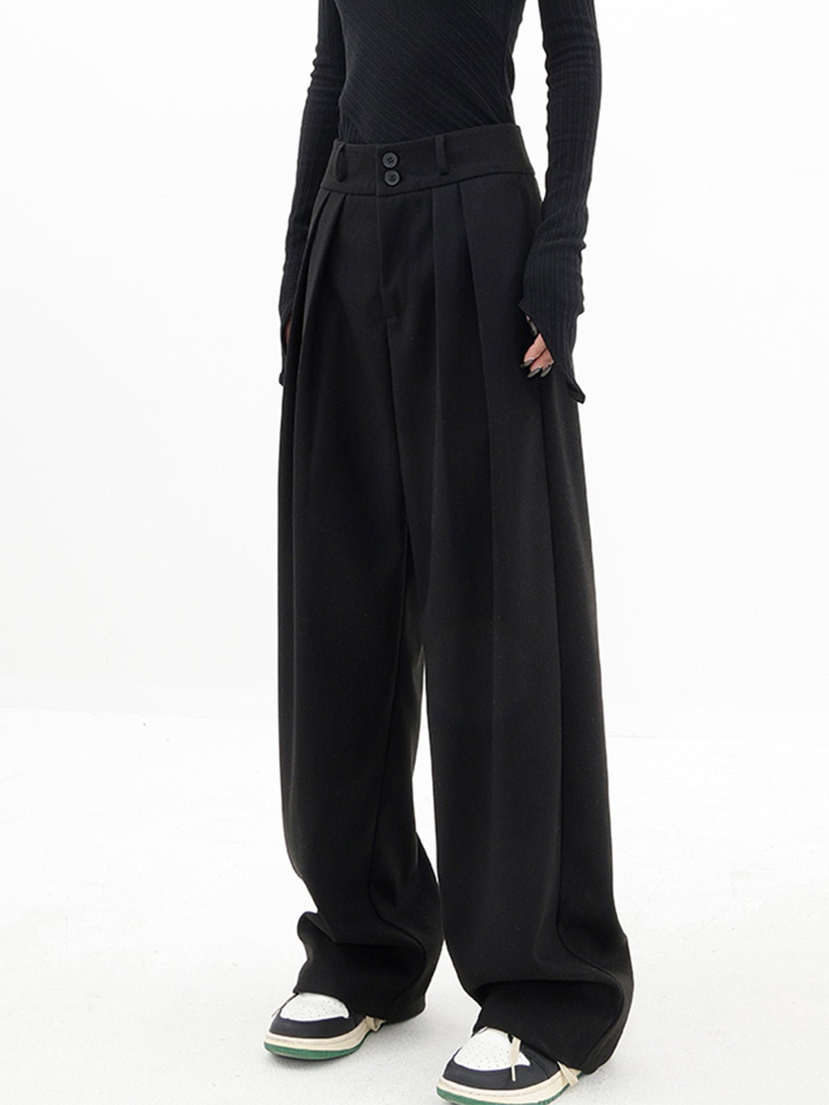 Double Buttons Wide Leg Dress Pants - Image 2