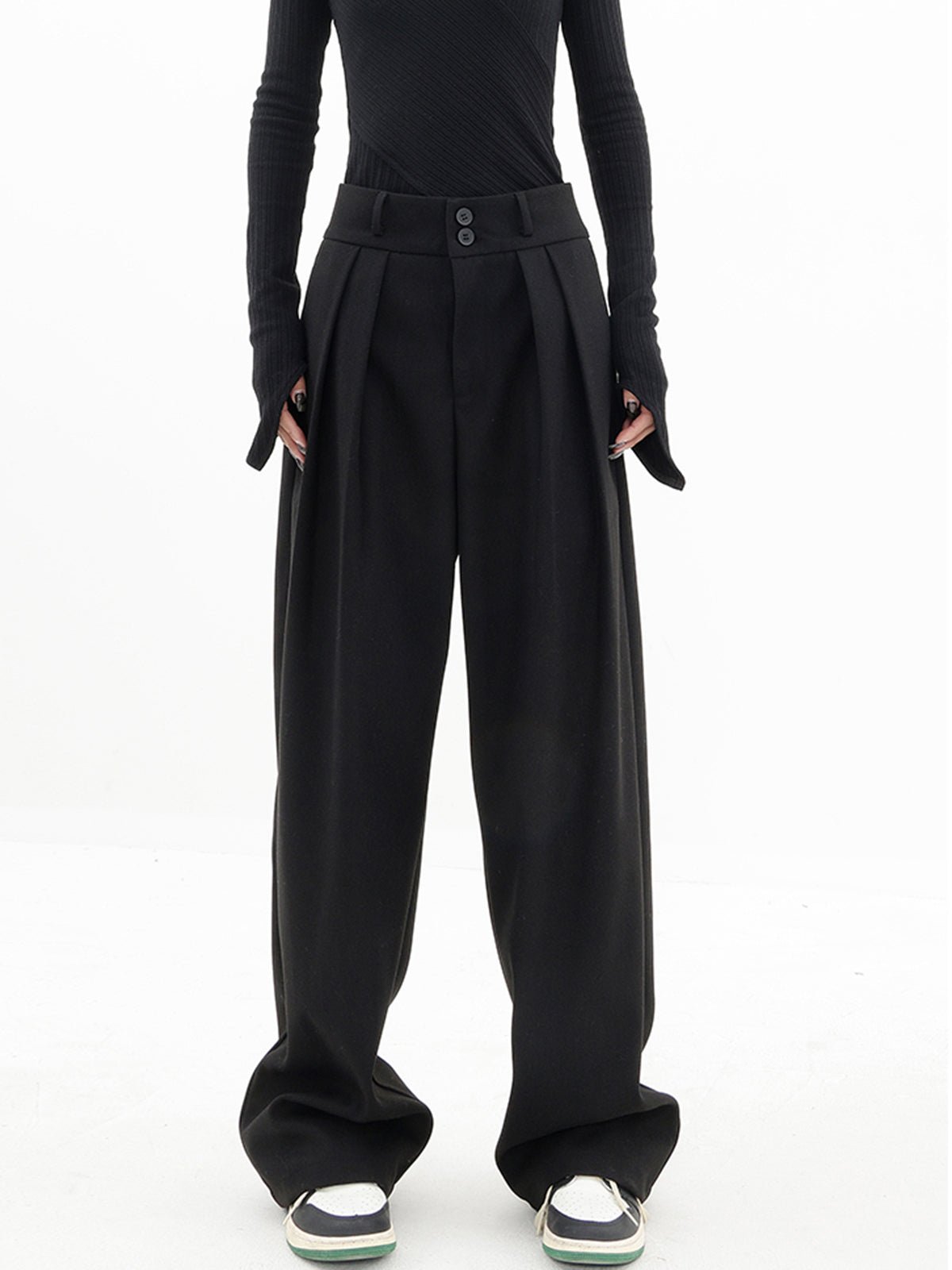 Double Buttons Wide Leg Dress Pants - Image 4