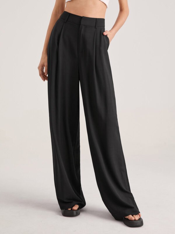 Oversized High Waisted Pleat Front Trousers - Image 2