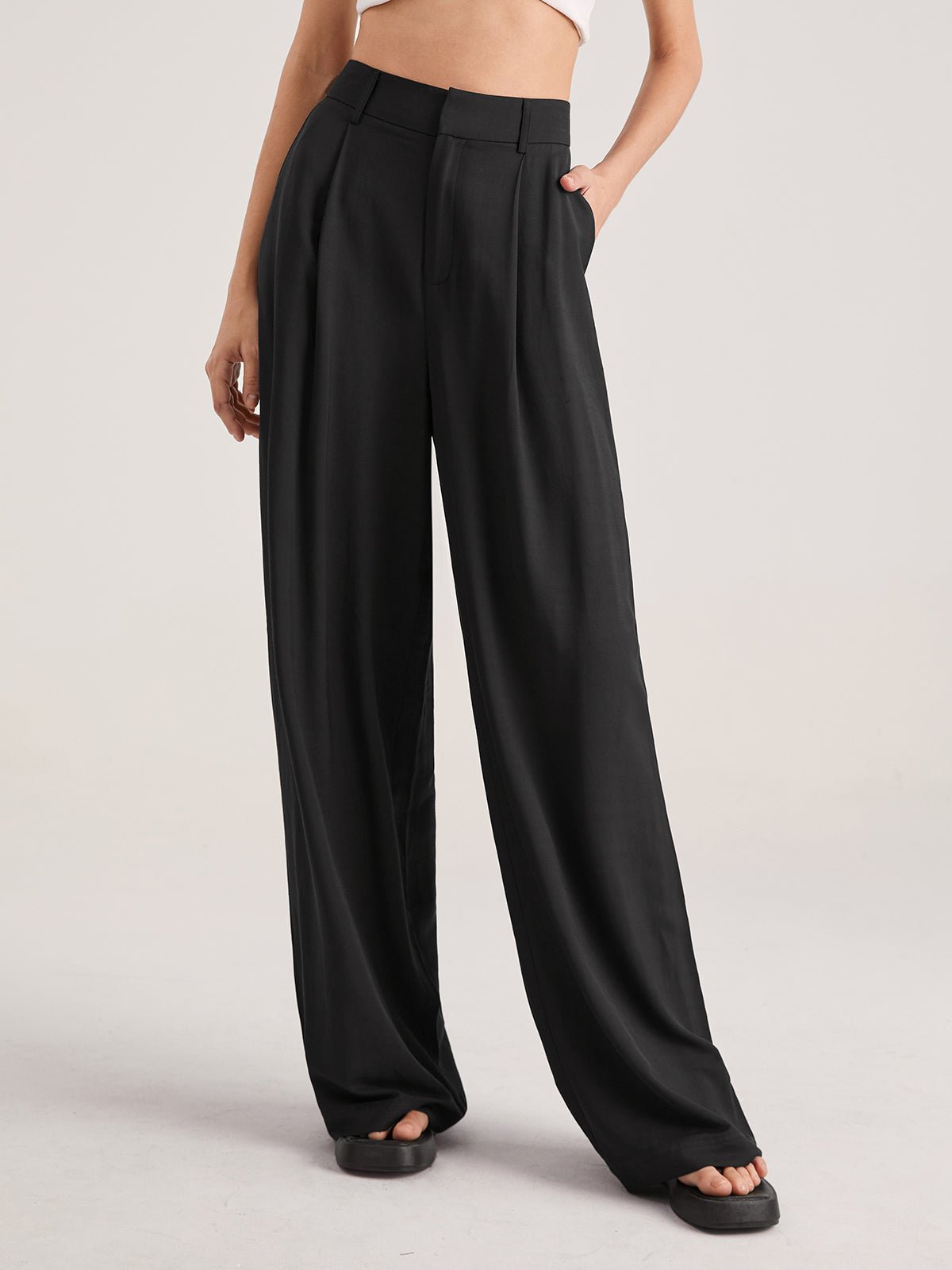 Oversized High Waisted Pleat Front Trousers - Image 2