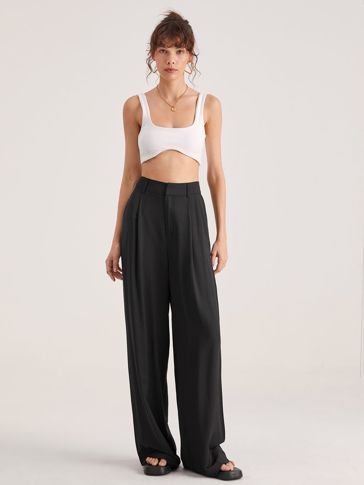 Oversized High Waisted Pleat Front Trousers - Image 4