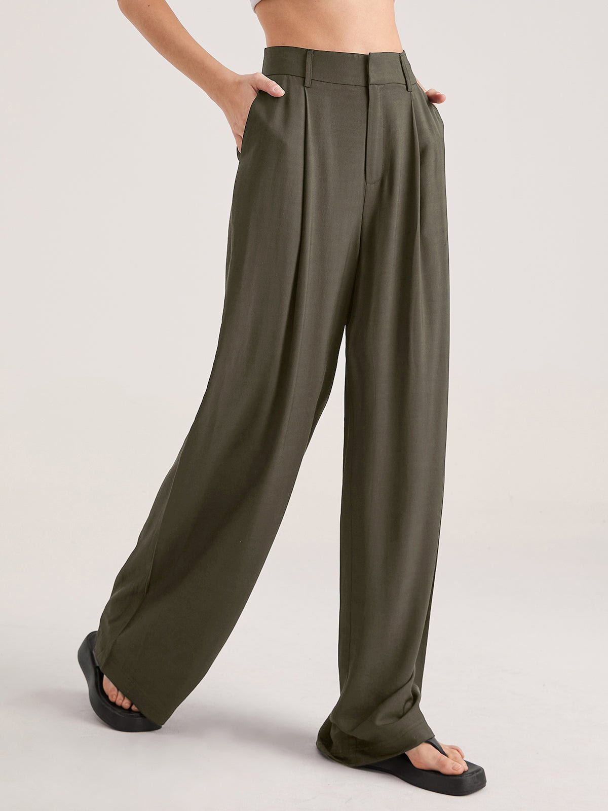 Oversized High Waisted Pleat Front Trousers - Image 18