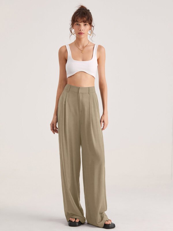 Oversized High Waisted Pleat Front Trousers - Image 13