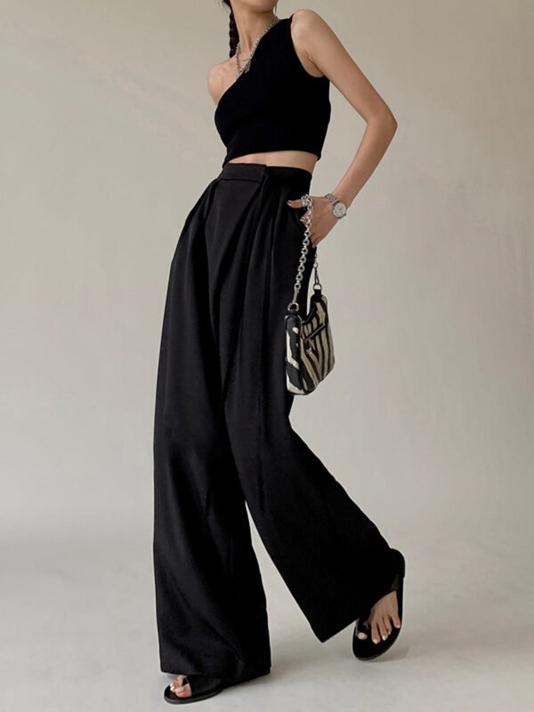 Tie Waist Flowy Wide Leg Dress Pants - Image 5