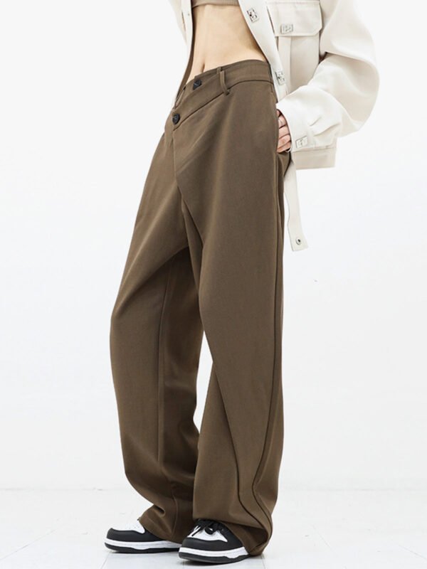 Asymmetrical Layer Button Wide Leg Dress Pants - Image 9